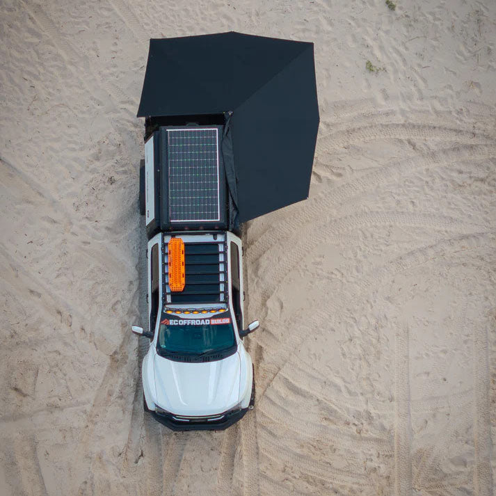 Clevershade 270 Deluxe Awning in black for passenger side, ideal for outdoor shade, does not include mount kit.