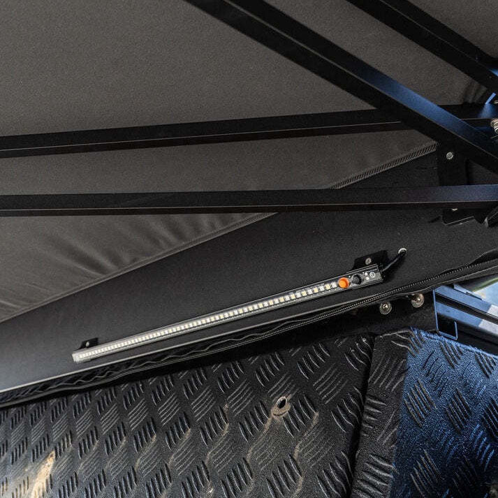 Clevershade 270 Deluxe Awning in black for passenger side, ideal for outdoor shade, does not include mount kit.
