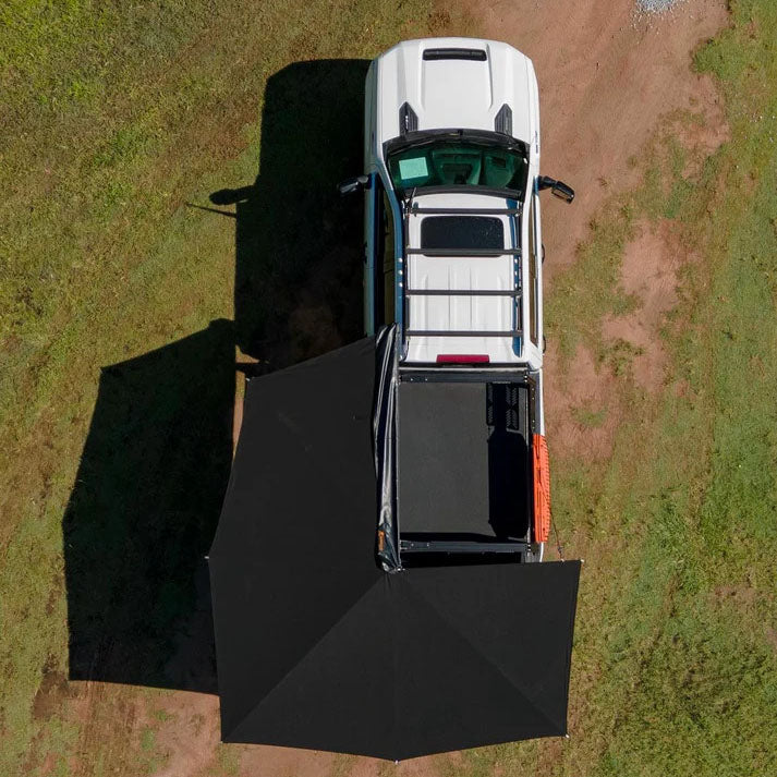 Clevershade 270 Deluxe Awning in black for passenger side, ideal for outdoor shade, does not include mount kit.