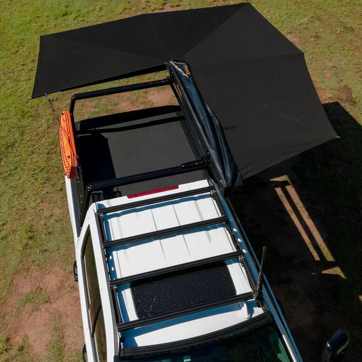 Clevershade 270 Deluxe Awning in black for passenger side, ideal for outdoor shade, does not include mount kit.