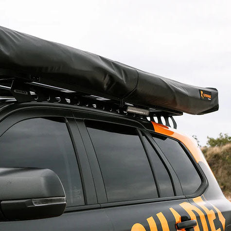 Clevershade 270 Deluxe Awning in black for passenger side, ideal for outdoor shade, does not include mount kit.