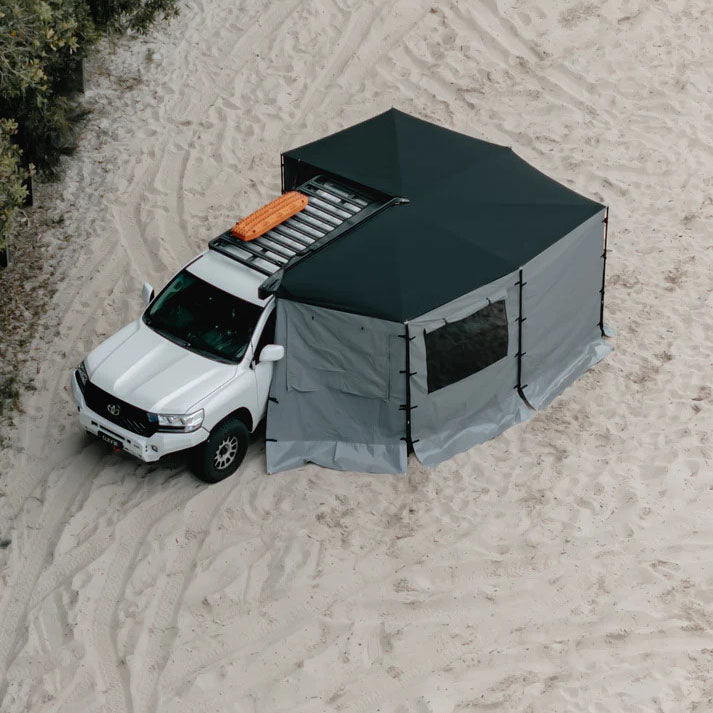 Clevershade 270 Deluxe Awning in black for passenger side, ideal for outdoor shade, does not include mount kit.