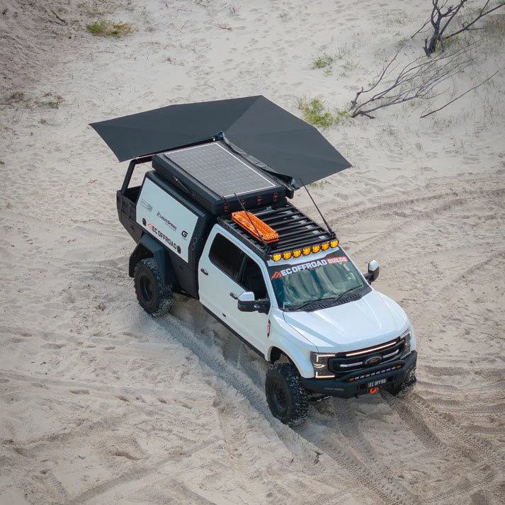 Clevershade 270 Deluxe Awning in black for passenger side, ideal for outdoor shade, does not include mount kit.